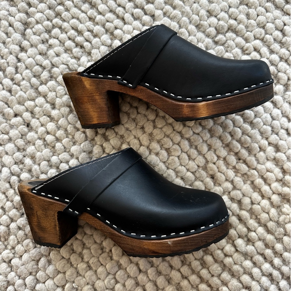 Lotta From Stockholm Black Leather Clogs